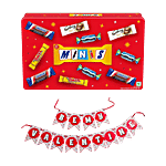 bb Combo Snickers Minis Valentine Chocolate Pack 195.5 g + Be My Valentine Banner 11x6 cm Combo (2 items)