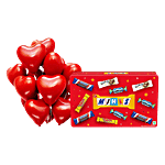 bb Combo Snickers Minis Valentine Chocolate 195.5g + Party Propz Red Heart Balloon 50 pcs Combo (2 items)