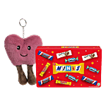 bb Combo Snickers Minis Valentine Chocolate 195.5g + Smiley Heart Plush Keychain - Cherry Combo (2 items)