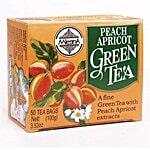 Mlesna Flavored Green Tea Bags  - Peach & Apricot 50 Bag x 2 gm Each Carton 100 gm
