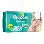 Pampers  Baby Dry New Born Baby Diaper - Small, Up to 8 kg, Soft Cotton, Soaks up to 10 Hours 5 pcs