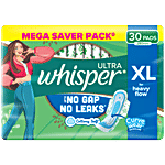 Whisper Ultra Up To No Gap No Leaks Sanitary Pads, XL 30 pcs
