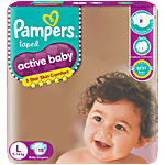 Pampers  Active Baby Taped Diapers - Soft, Up To 12 Hours Absorption, 5 Star Skin Comfort, Large 18 pcs Pouch