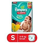 Pampers  Baby Diaper - Pants, Small, 4-8 kg, Soft Cotton, Soaks up to 12 Hours 2 pcs