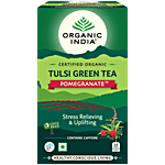 Organic India Tulsi Green Tea - Pomegranate, Certified Organic 50 g (25 Bags x 2 g each)