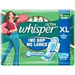 Whisper Ultra Upto No Gap No Leaks Sanitary Pads For Heavy Flow - XL 15 pcs