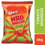 Bingo! Mad Angles Tomato Madness - Tangy & Crispy Corn Based Triangle Chips Pack For Snacks 66 g Pouch