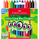 Faber castell Wax Crayon Regular Long 75 Mm - 12 Shades, Extra Smooth 13 pcs