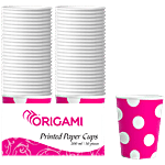 Origami Disposable Printed Party Paper Cups/Glass 200 ml (Pack Of 50)