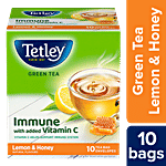 Tetley Green Tea Immune, With Added Vitamin C, Lemon & Honey Flavour 14 g (10 Bags x 1.4 g each)