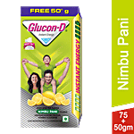 Glucon-D Instant Energy Glucose Powder - Nimbu Pani 75 g Refill Pack (Get 50 g Free)