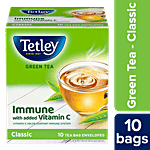 Tetley Green Tea Immune, With Added Vitamin C - Classic Flavour 13 g (10 Bags x 1.3 g each)