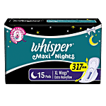 Whisper Maxi Nights Sanitary Pads - XL 15 pcs