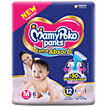 Mamy Poko Pants Diaper Extra Absorb - Medium Size, Prevents Leakage, Pull Up 6 pcs Pouch