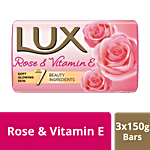 Lux Beauty Soap For Glowing Skin - Rose & Vitamin E, Mega 150 g Pouch (Pack of 3)