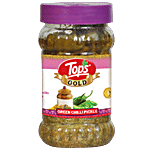 Tops Premium Pickle - Gold Green Chilli, Spicy Condiment, Accompaniment For Meals 375 g Bottle