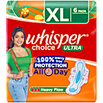 Whisper Choice Ultra Pads For Heavy Flow - All Day Protection, XL 6 pcs