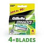 Gillette Mach3 Sensitive Manual Shaving Razor Blades Cartridge 4 pcs