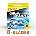 Gillette Mach 3 - Turbo Manual Shaving Razor Blades, Cartridge 8 pcs 6+2