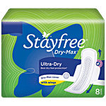 STAYFREE Sanitary Pads - Dry-Max Ultra-Dry, with Wings 8 pcs