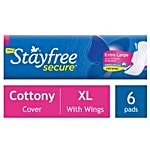 STAYFREE Sanitary Pads - Secure Xl Cottony Soft, with Wings 6 pads 