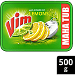 Vim Lemon Dishwash Bar 500 g (Get 1 Scrubber Free)