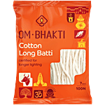 Om Bhakti Lamp Wicks - Cotton Long Batti 100 pcs 