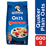 Quaker Oats -Whole Grain, Breakfast Cereal, Rich In Fibre & Calcium, Good For Heart 600 g Pouch