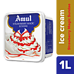 Amul Ice Cream - Strawberry Magic Sundae, Real Milk 1 L Tub