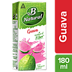 B Natural Guava Juice - Richness Of Fibre, Vit C & E, Fruit Pulp & 0% Concentrate 180 ml Carton