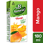 B Natural Mango Juice - Rich In Fibre, Vit C & E, Fruit Pulp & 0% Concentrate 180 ml Carton
