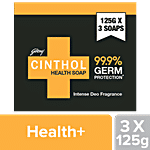 Cinthol Health Intense Deo Fragrance Bath Soap, 99.9% Germ Protection 125 g (Pack of 3)