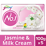 Godrej No.1 Bathing Soap - Jasmine & Milk Cream 100 g (Pack of 5)