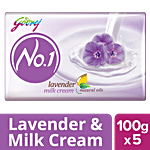 Godrej No.1 Bathing Soap - Lavender & Milk Cream 100 g (Pack of 5)
