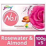 Godrej No.1 Bathing Soap - Rosewater & Almond 100 g (Pack of 5)