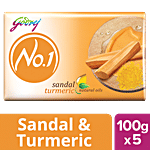 Godrej No.1 Bathing Soap - Sandal & Turmeric 100 g (Pack of 5)