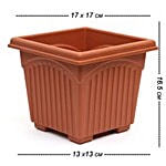 Kr Square Planter - 8 (Pack of 3) Upper 17 X 17 cm Bottom 13 X 13 cm Height 16.5 cm
