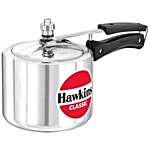 Hawkins Classic Aluminium Inner Lid Pressure Cooker - Bakelite Handle, Silver, CL3T 3 L
