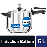 Hawkins Stainless Steel Inner Lid Pressure Cooker - Induction Base, With Handle, Silver, HSS50 5 L
