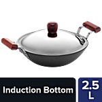Hawkins Futura Hard Anodised Deep Fry Pan/Kadai With Steel Lid - 26 cm, IAD25S 2.5 L