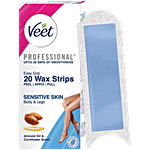 Veet Ready To Use Wax Strips For Sensitive Skin - Up To 28 days Of Smoothness 20 pcs (Get 4 Post Finish Wipes)