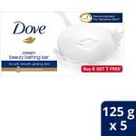 Dove Cream Beauty Bathing Soap Bar, With Moisturising Cream 125 gm 4+1 Free Combo