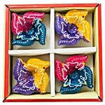 Inspiredkraft Swastik Diya - Assorted Colors 4 pcs