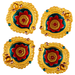Inspiredkraft Yellow & Green Diya - Assorted Colors 4 pcs