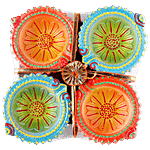 Inspiredkraft Premium Decorative handcrafted Clay Diya 4 pcs