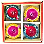 Inspiredkraft Multicolor Diya (Assorted Colors) 4 pcs