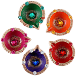 Inspiredkraft Plain Diya - Assorted Colors 5 Pcs
