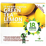 18 Herbs Organics Green Tea With Lemon - Antioxidant Rich, Aids Weight Loss 18.75 g (15 Bags x 1.25 g each)