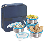 Steel Lock Stainless Steel Lunch Box With Insulated Bag - HL-1241 4 pcs