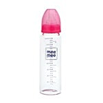 Mee Mee Premium Glass Feeding Bottle - Pink 240 ml